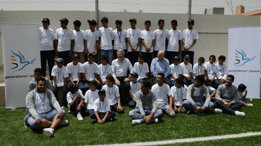 Generations-For-Peace-NGO-Zaatari-Camp-HRH Prince Feisal-Didier-Reynders-Jordan-2015-Belgium-Embassy-GFP-Group-Photo